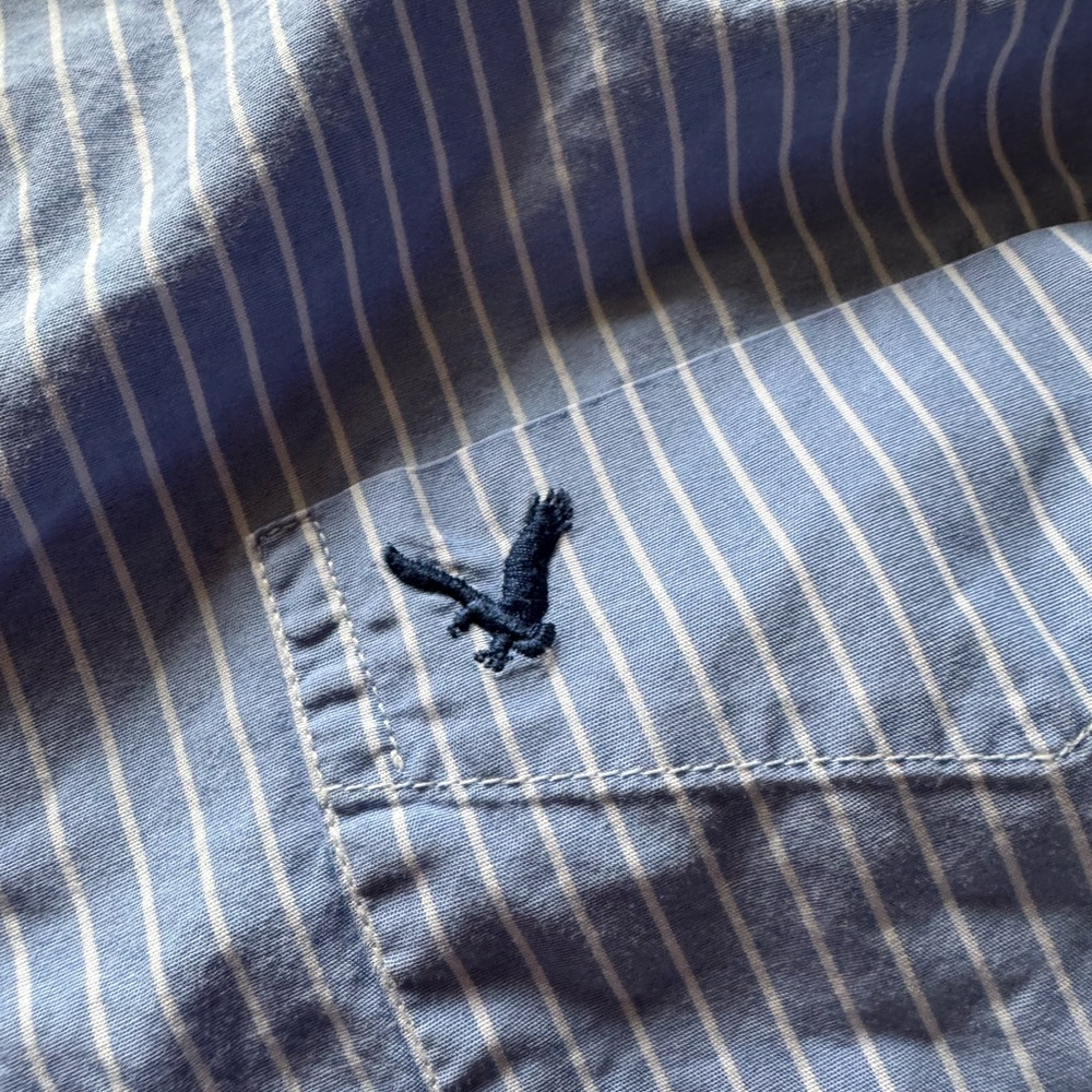 Men’s Vintage Y2K American Eagle Button Down Retro Casual Frat Worn Cotton - Picture 3 of 5